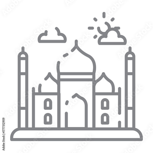 Landmark Taj Mahal Icon Design. Illustration Vector Design