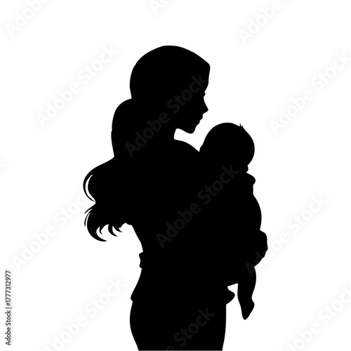 SILHOUETTE OF A PERSON CARRYING A BABY