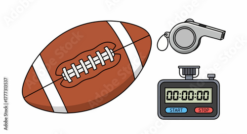 American Football Whistle and Stopwatch Sports Equipment for Game Day