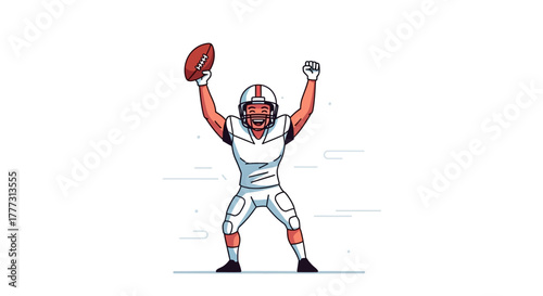 American Football Player Celebrating a Touchdown Vector Illustration american football