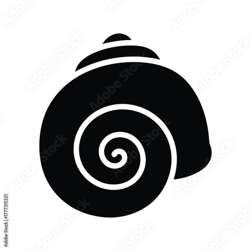 Elegant snail shell icon in black and white, simple marine mollusk vector graphic isolated on white background, Vector