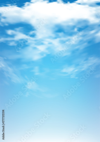 Realistic Blue sky background with fluffy white clouds.Nature landscape cloudy beautiful bright sunlight in summer or spring season. Abstract backdrop creates a clean, fresh, and uplifting atmosphere
