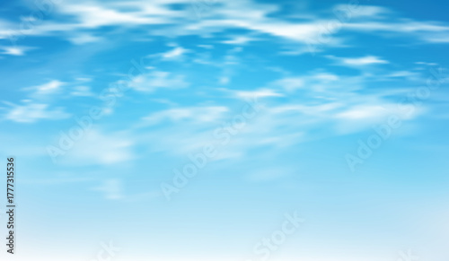 Realistic Blue sky background with fluffy white clouds.Nature landscape cloudy beautiful bright sunlight in summer or spring season. Abstract backdrop creates a clean, fresh, and uplifting atmosphere
