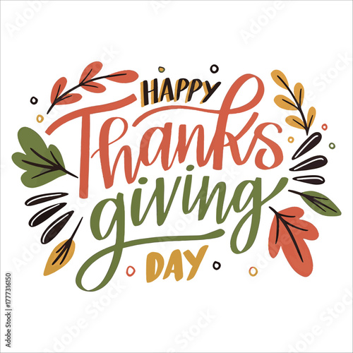 Happy Thanksgiving Day Colorful Typography