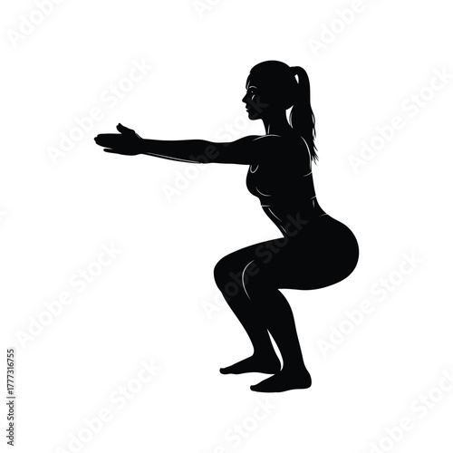 Woman squat exercise silhouette vector graphic for fitness and workout designs isolated on white background, Vector