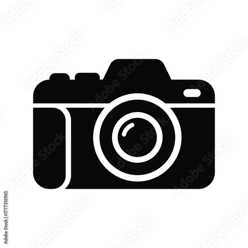 Modern digital camera vector icon. photography device logo. simple picture capture symbol isolated on white background, Vector