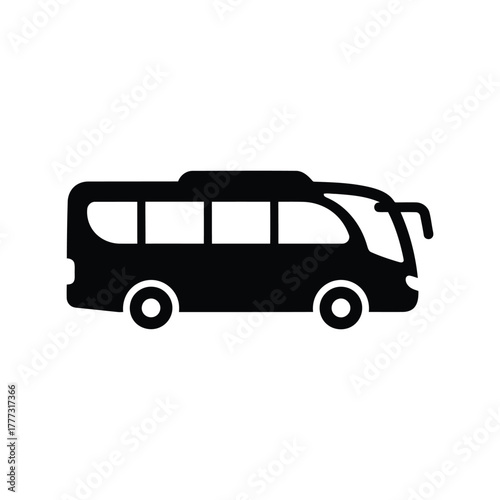 Minimalist bus icon for public transportation, travel, and shuttle services vector symbol isolated on white background, Vector