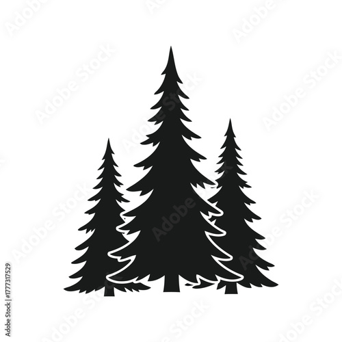 Pine tree forest silhouette icon vector. evergreen nature woods logo design element isolated on white background, Vector
