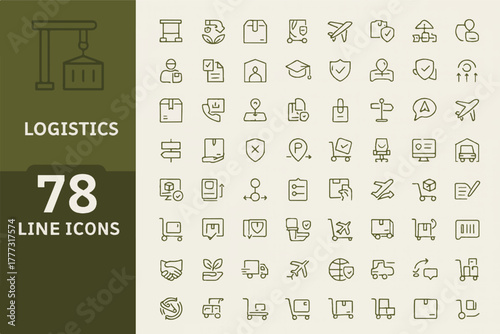 Logistics and Delivery Line Icons Set � Shipping Transport Vector Pack