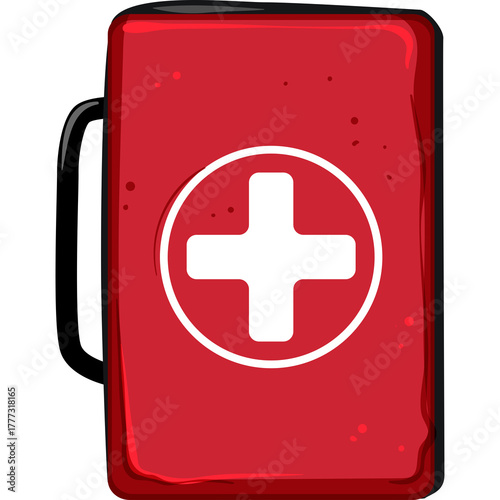 Red First Aid Kit Medical Cross Symbol With Handle On White Background Transparent Background