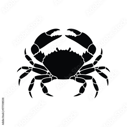 Crab silhouette vector icon   marine sea animal seafood design element graphic isolated on white background, Vector