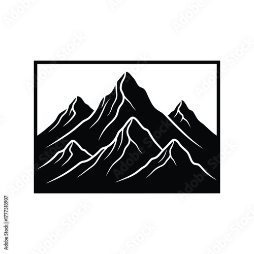 Abstract mountain peaks silhouette vector art illustration landscape icon design isolated on white background, Vector