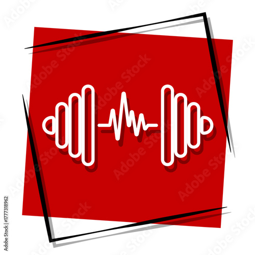 pulse, red banner in a frame. Vector illustration on a white background.