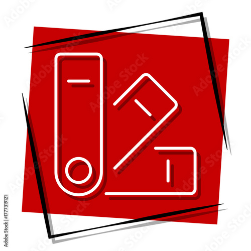 palette, red banner in a frame. Vector illustration on a white background.