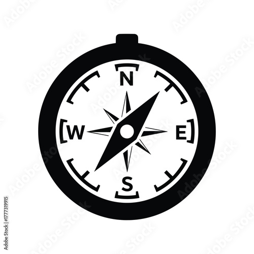 Compass icon for navigation, travel, adventure, exploration, direction guide, vector symbol isolated on white background, Vector