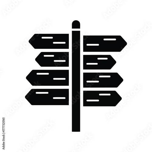 Crossroad signpost icon: multiple path choices, directions, and important decisions isolated on white background, Vector