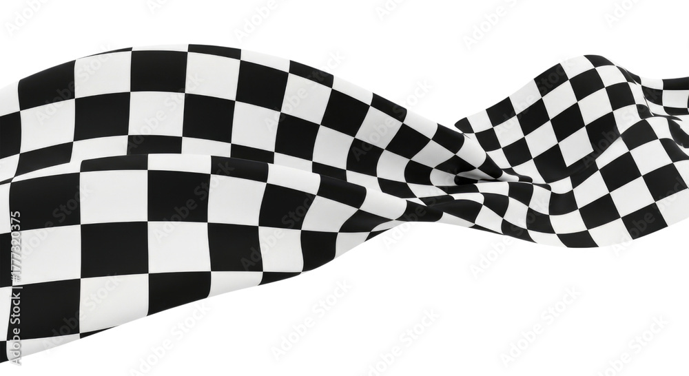 Naklejka premium Waving checkered racing flag with a dynamic ripple effect isolated on transparent background