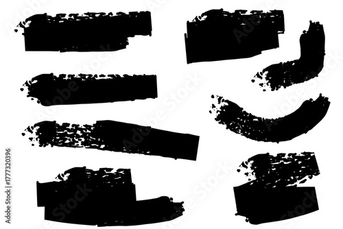 Vector brush streaks pack, vector paint bold brush strokes, artistic design elements vector