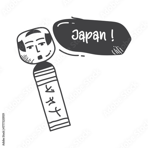 Japanese Kokeshi Doll icon. Vector Illustration