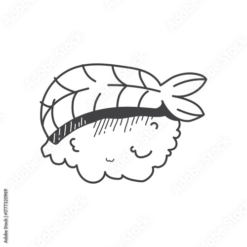 Shrimp Nigiri Icon Design. Vector Illustration