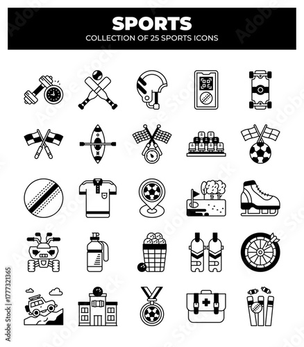Collection of 25 Sports Icons.  Perfect for Websites and Mobile Apps