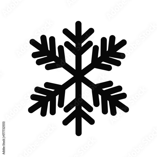 Black snowflake icon vector isolated winter symbol christmas decoration element isolated on white background, Vector