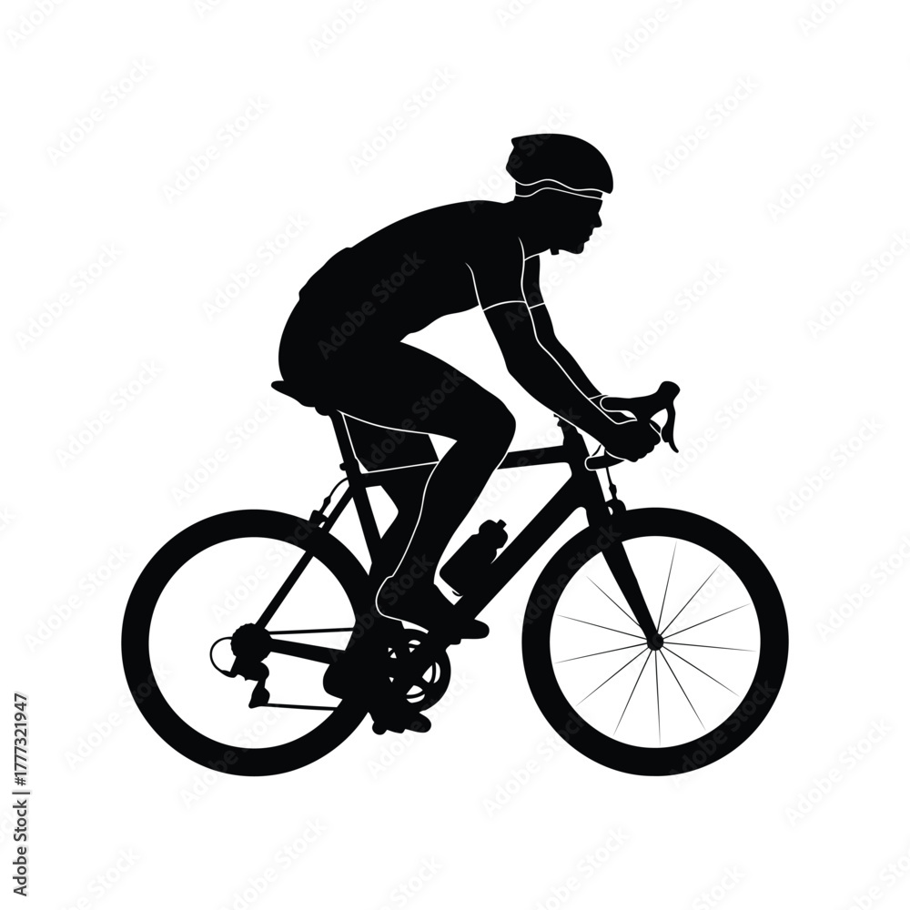 Naklejka premium Road cyclist riding bike silhouette vector illustration sport, training, lifestyle isolated on white background, Vector