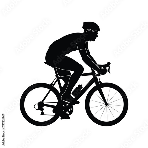 Road cyclist riding bike silhouette vector illustration   sport, training, lifestyle isolated on white background, Vector