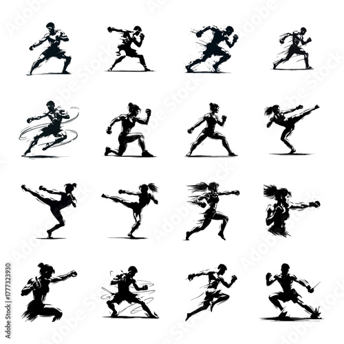 Fighters in Action Silhouette Set