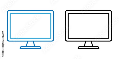 Modern computer monitor technology gadget icon set dual tone minimal vector design element isolated on white background for UI infographic