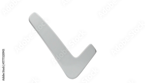 Gray check mark, angled, with glossy smooth surface