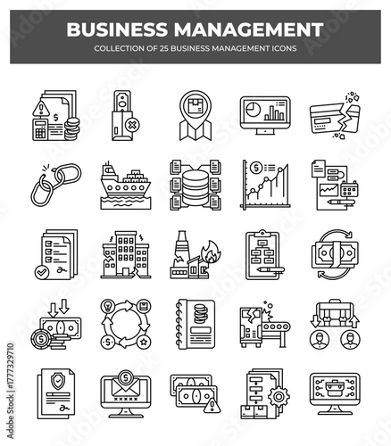 Collection of 25 Business Management Icons: Streamline Your Workflow