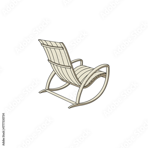 Detailed Ash Wood Curved Lounge Chair Continuous Flowing Icon Set