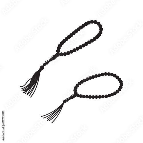 Islamic rosary tasbih silhouette vector