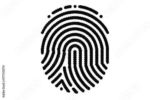 Isolated Fingerprint Mark Graphic, Unique Black Thumbprint on White Background