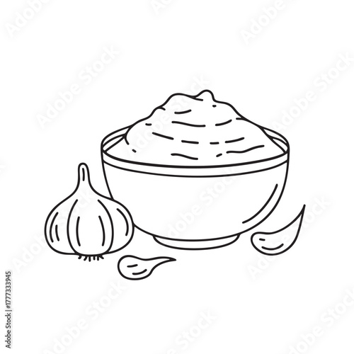 Ceramic bowl holding bright red chili paste mixed with garlic