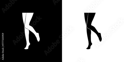 Woman's legs isolated on black and white