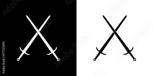 sword icon isolated on black and white