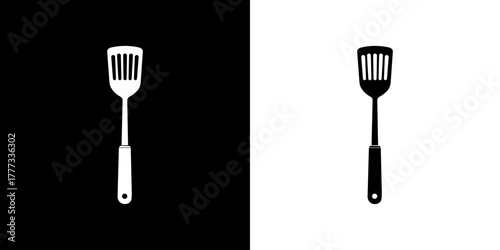 Spatula icon isolated on black and white