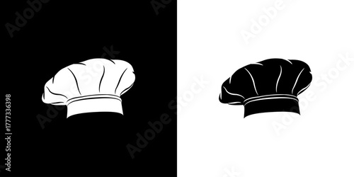 Chef Hat Icon isolated on black and white