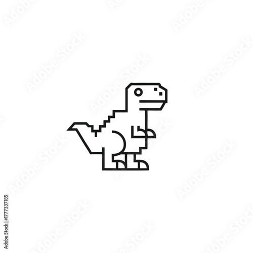 Line Art of Geometric Dinosaur with White Background