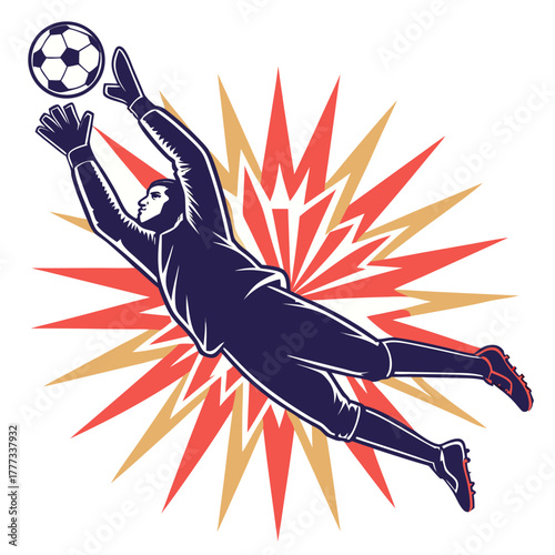 Soccer Goalkeeper Diving Save - Dynamic Football Keeper Vector