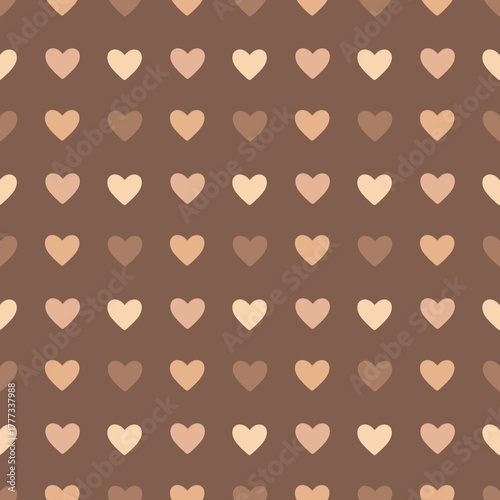 Seamless Minimalist Brown Heart Pattern for Backgrounds and Wrapping Paper