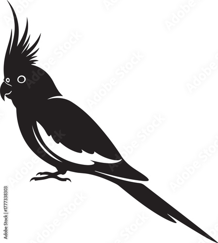 Cockatiel Parrot Silhouette Vector Illustration