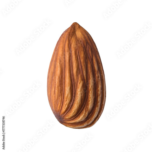 Single almond kernel isolated on white background