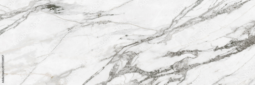 Fototapeta premium White marble texture. Natural panomarmic background. Ceramic tile surface.