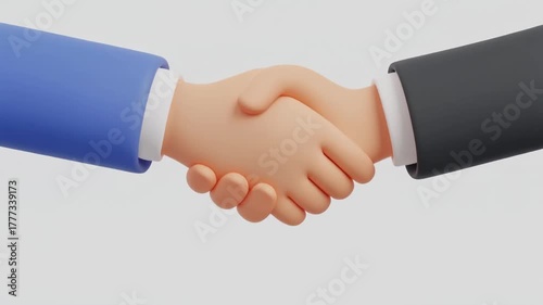 Cartoon Style Two Hands Shaking Together Against a Soft White Background