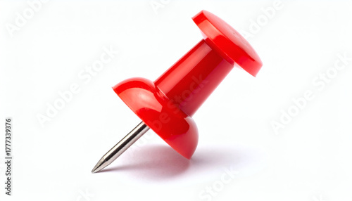 Red Straight Pin Needle Isolated on White Background for Realistic, Sharp, and Detailed Stationery and Sewing Visuals
