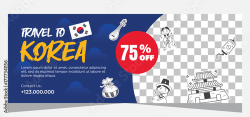 Design Korean banner template with photo