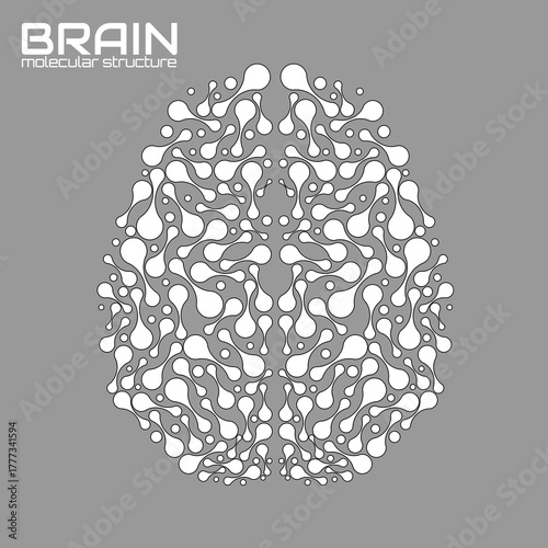 Human brain of molecular structure, idea for your design, vector illustration